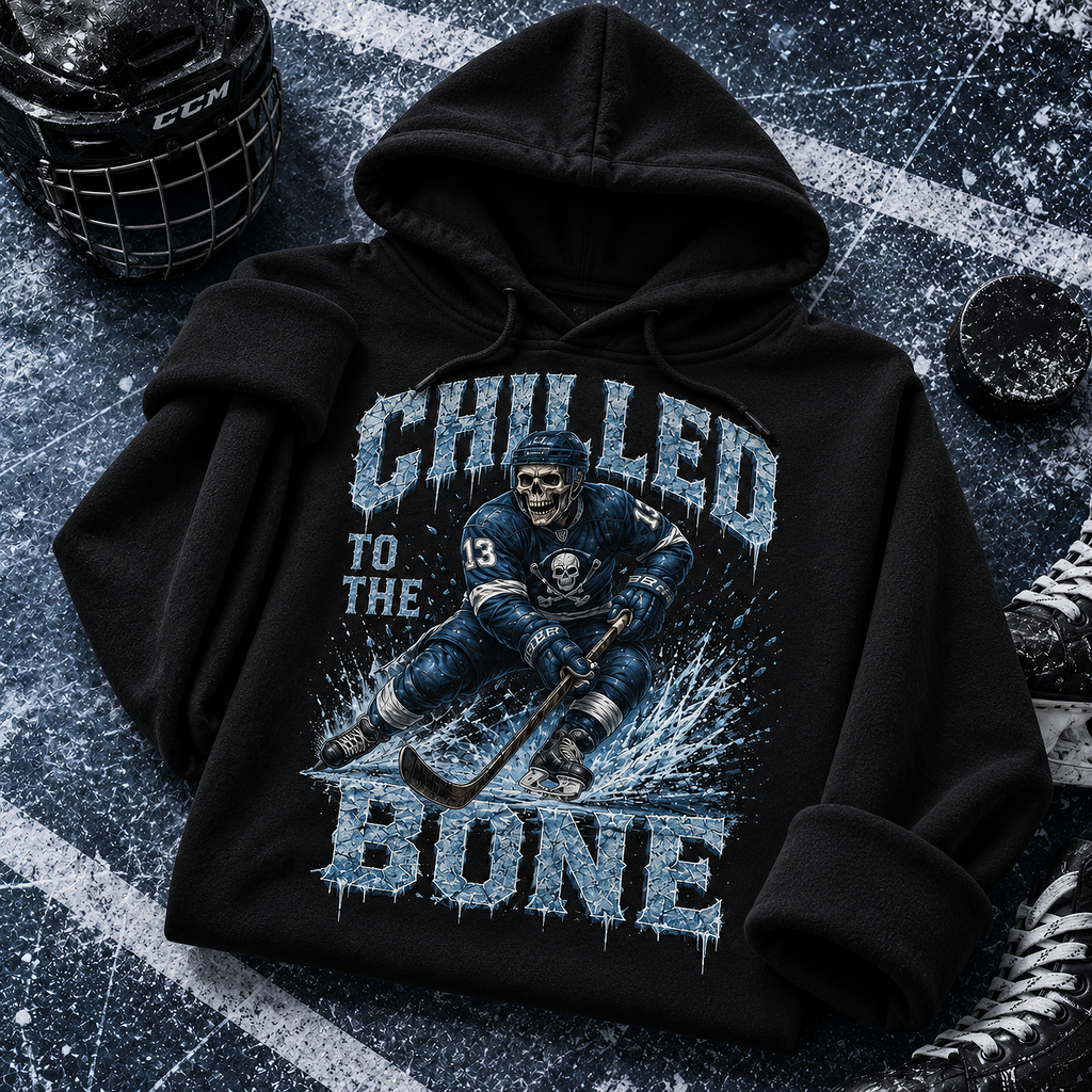 Chilled To The Bone Skeleton Skater Hockey T-Shirt, view 4