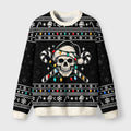 Skull With Lights Fuzzy Christmas Ugly Sweater