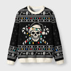 Skull With Lights Fuzzy Christmas Ugly Sweater