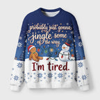 Sleepy Gingerbread Man Snowman Fuzzy Christmas Ugly Sweater