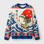 Surfing Frog Fuzzy Christmas Ugly Sweater