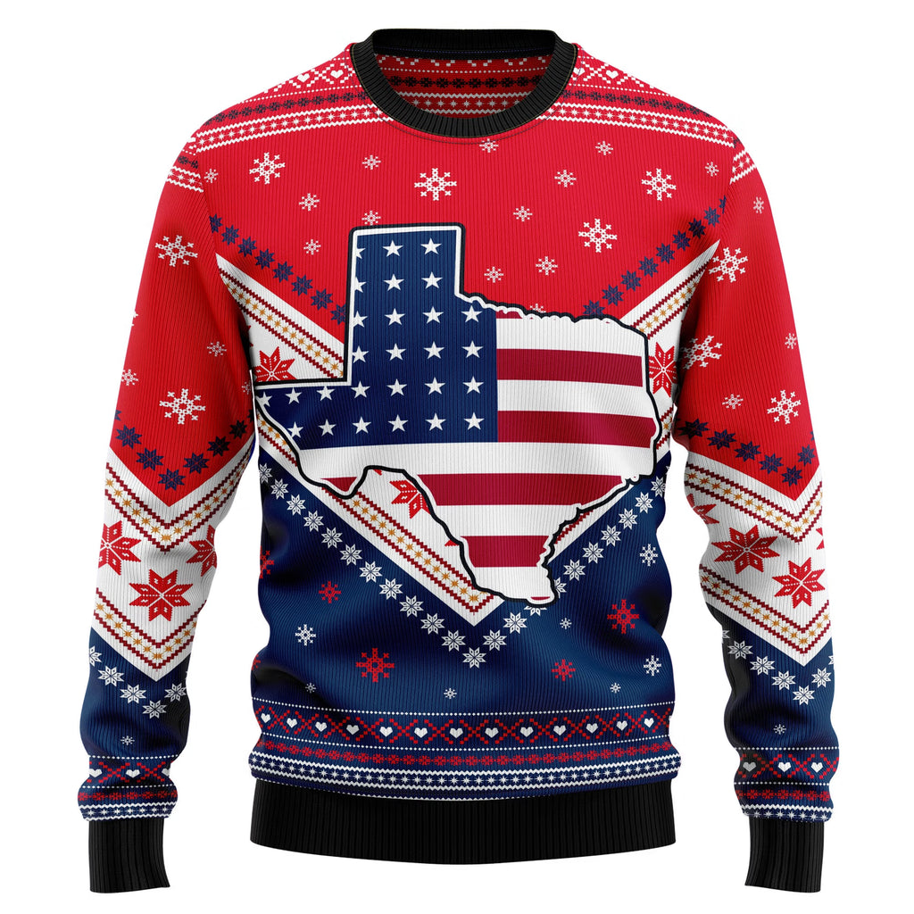 Texas USA Flag Ugly Christmas Sweater