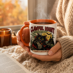 Vampire black cat Halloween ceramic mug, view 4