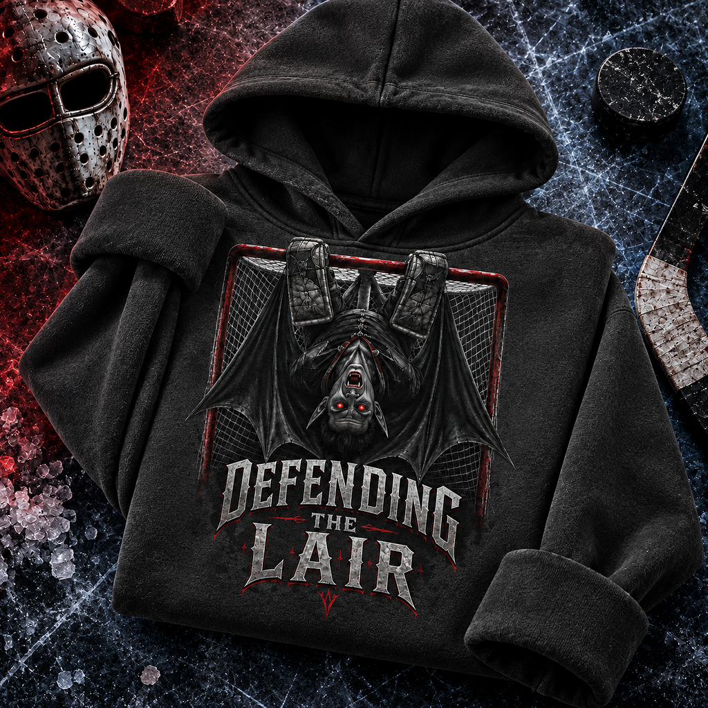 Defending The Lair Vampire Goalie Hockey T-Shirt, view 3