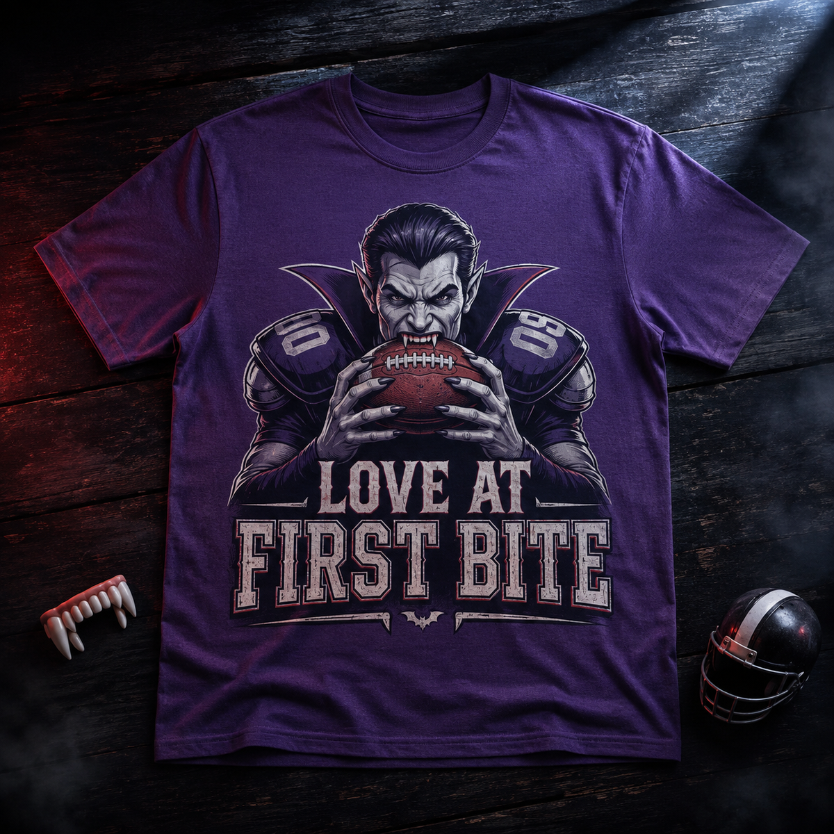 Love At First Bite Vampire Linebacker Football T-Shirt | USAGatherCo