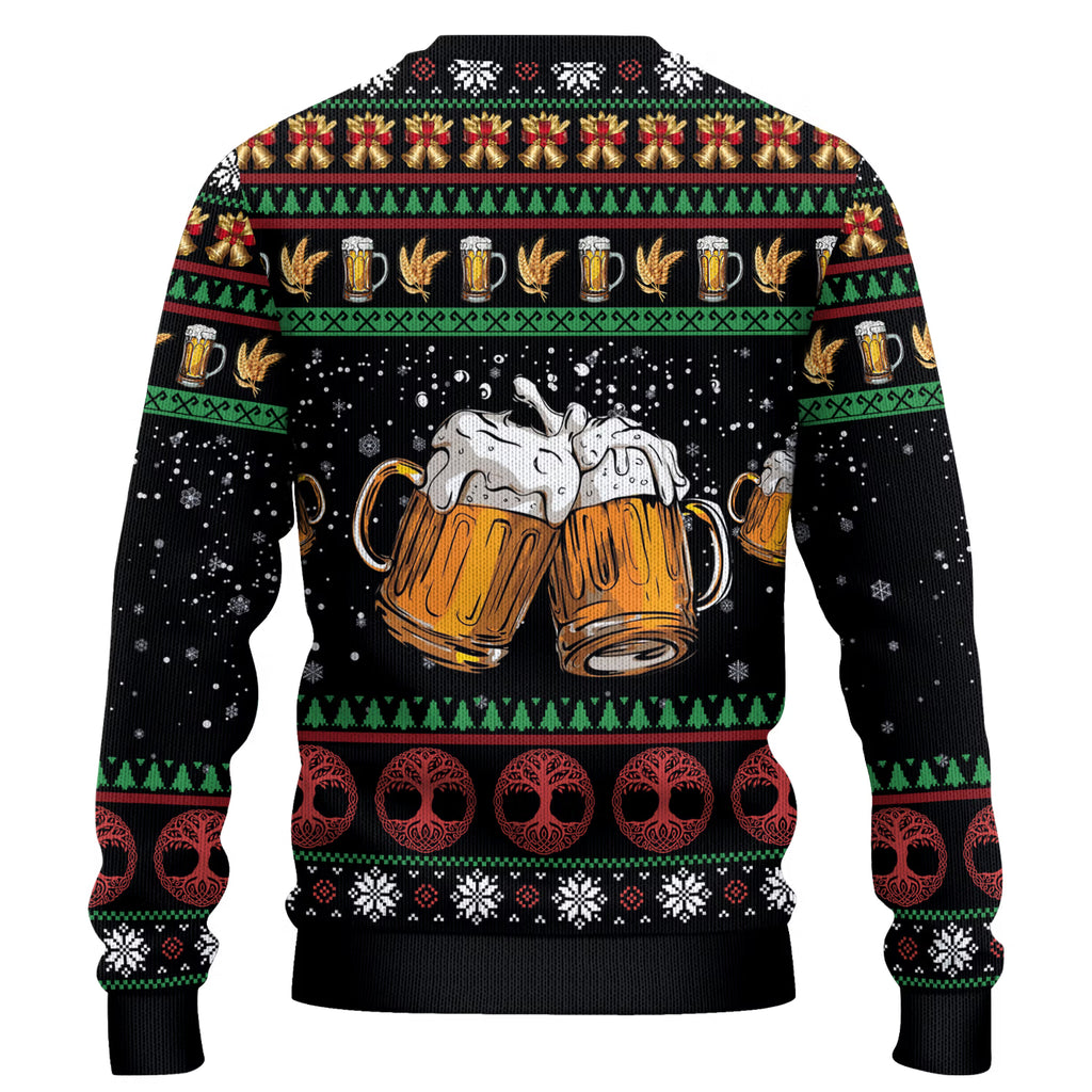 Viking Drinker Bells Drinking All The Way Ugly Christmas Sweater