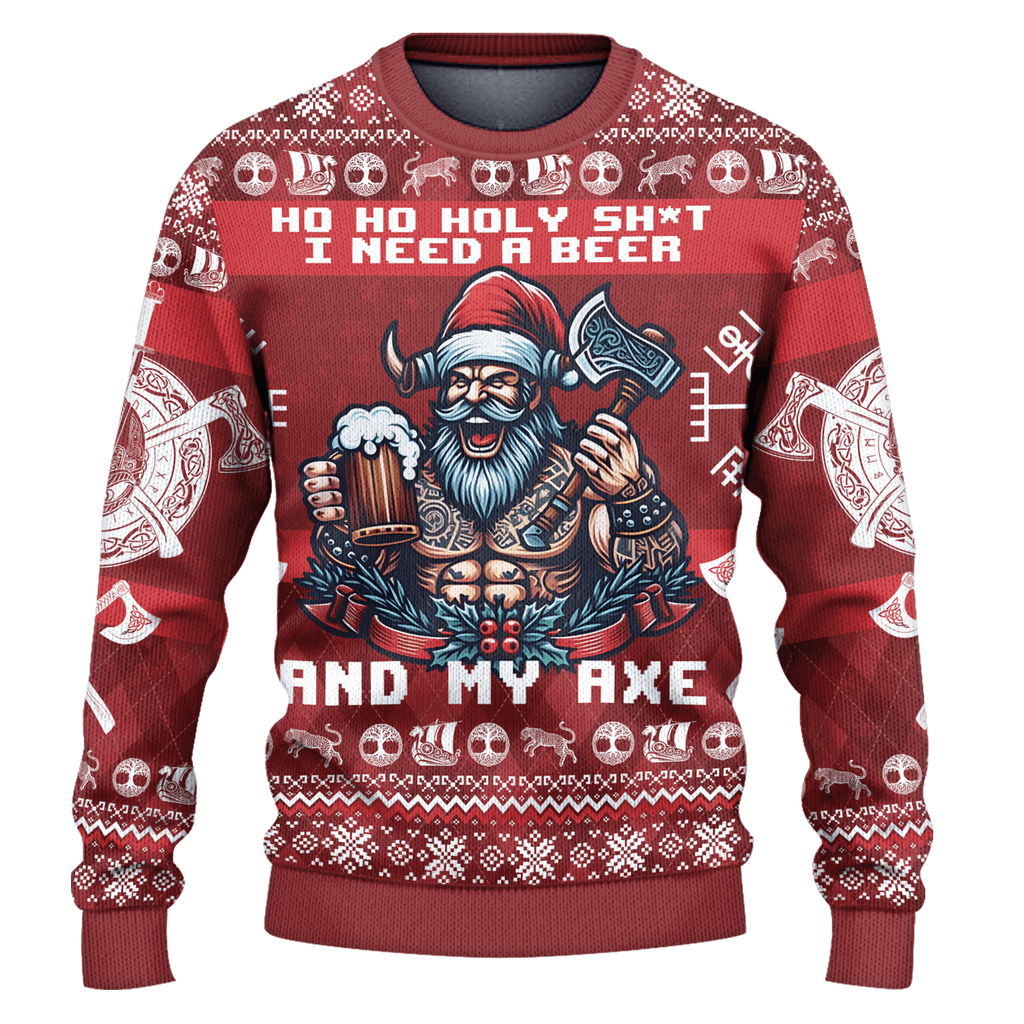 Viking I Need a Beer and My Axe Ugly Christmas Sweater
