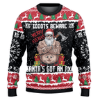 Viking Idiots Beware Santa's Got An Axe Ugly Christmas Sweater