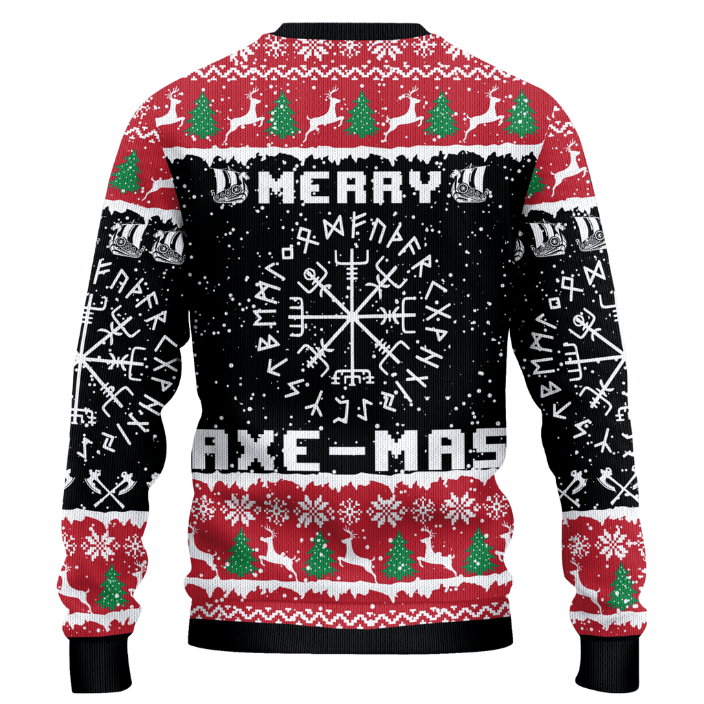 Viking Idiots Beware Santa's Got An Axe Ugly Christmas Sweater
