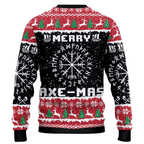 Viking Idiots Beware Santa's Got An Axe Ugly Christmas Sweater