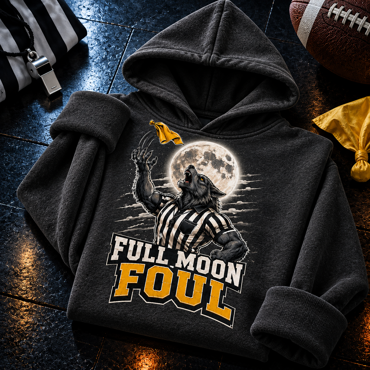 Full Moon Foul Werewolf Referee Football T-Shirt, view 3