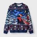 Winter Night Santa Cat Fuzzy Christmas Ugly Sweater
