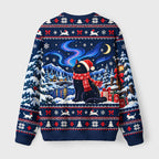 Winter Night Santa Cat Fuzzy Christmas Ugly Sweater