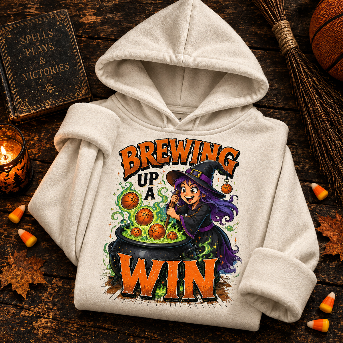 Brewing Up A Win Witch's Cauldron Court Basketball T-Shirt, view 3