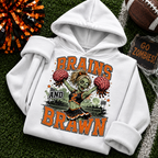 Brains And Brawn Zombie Cheerleader Football T-Shirt, view 3