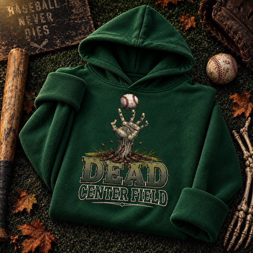 Dead Center Field Zombie Outfielder Baseball T-Shirt, view 4