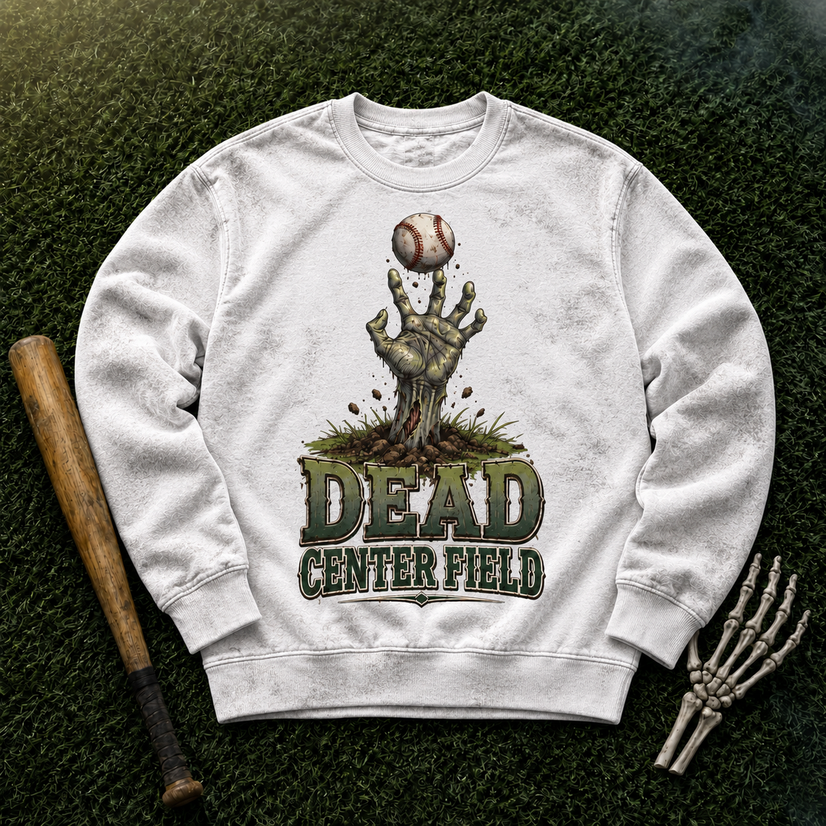 Dead Center Field Zombie Outfielder Baseball T-Shirt, view 3
