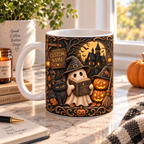 Personalized 3D illusion ghost and haunted house mug, view 4