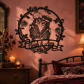 Custom skeleton couple metal sign, personalized gothic wall art, view 6
