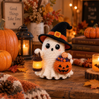 Crochet ghost car charm for rearview mirror, view 3