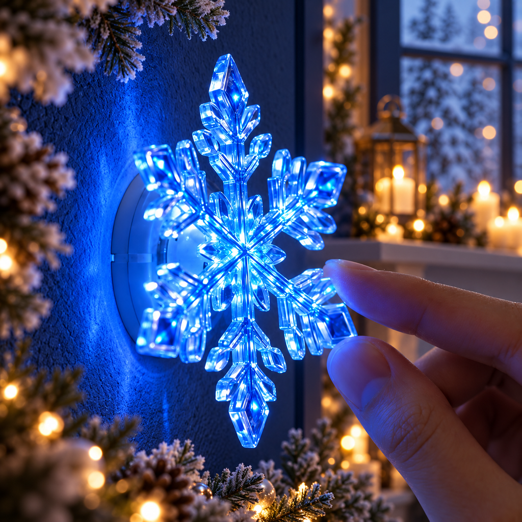 Glowing 3D Winter Snowflake Wall Art (Blue & White LED), view 4