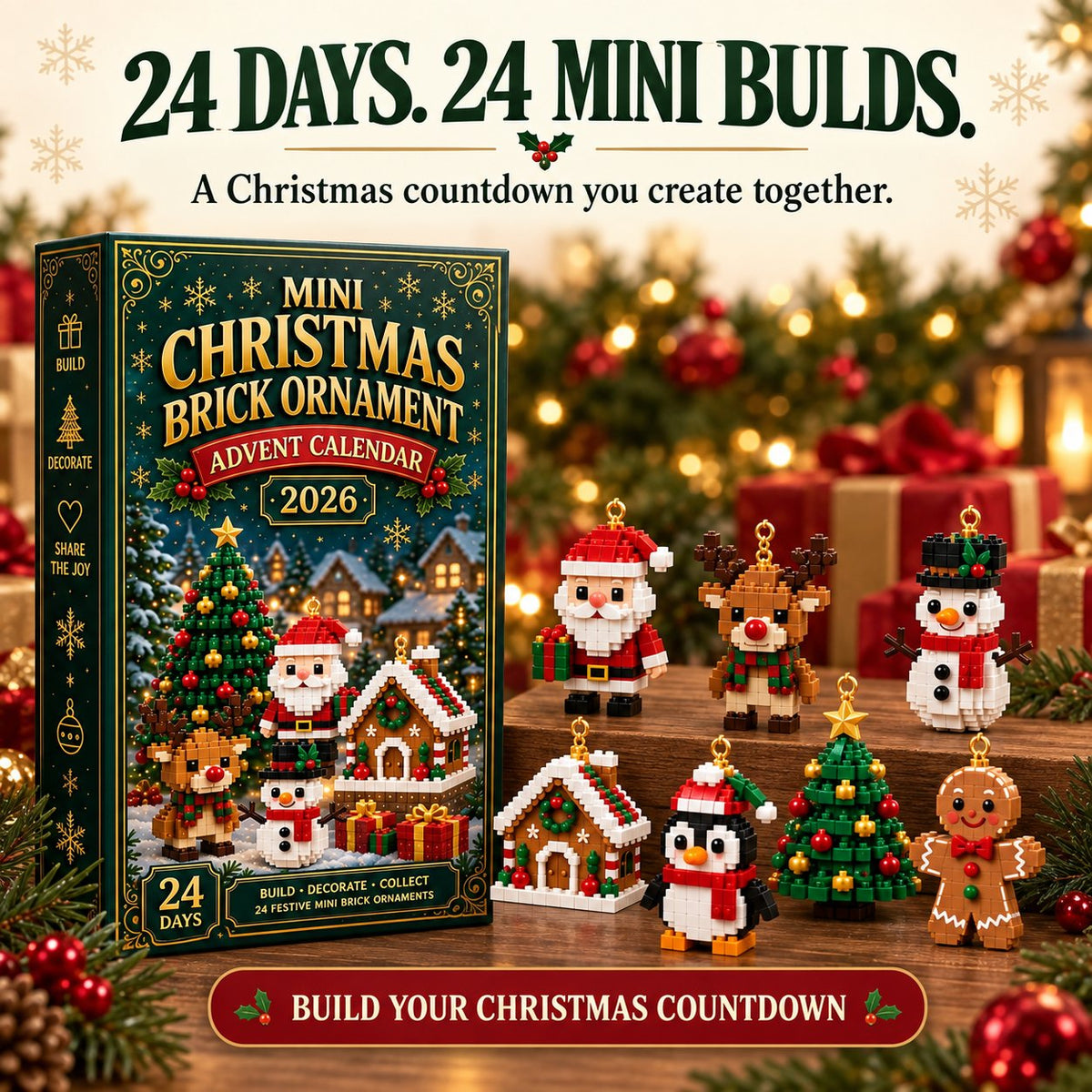 24 Days of Christmas Brick Ornament Advent Calendar