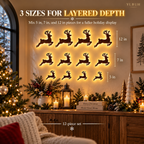 3D Wooden LED Reindeer Wall Decor Set, view 5