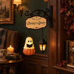 Personalized reading ghost with lantern bookshelf lamp, view 3