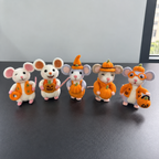 Needle felted Halloween mouse figurine with pumpkin, view 6