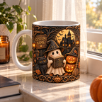 Personalized 3D illusion ghost and haunted house mug, view 5