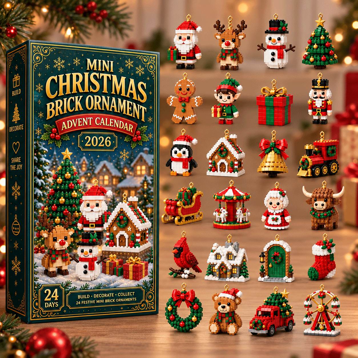 24 Days of Christmas Brick Ornament Advent Calendar