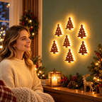7-Piece LED Wooden Christmas Tree Wall Decor Set, view 2