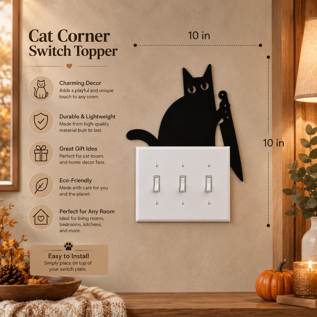 Killer black cat door topper, creepy cute corner decor, view 5