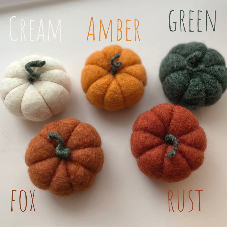 Needle felted wool autumn pumpkin decor, view 3
