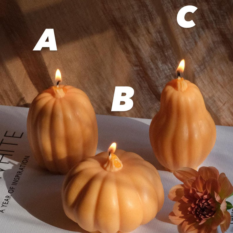 Soy wax pumpkin candle, fall Thanksgiving centerpiece, view 2