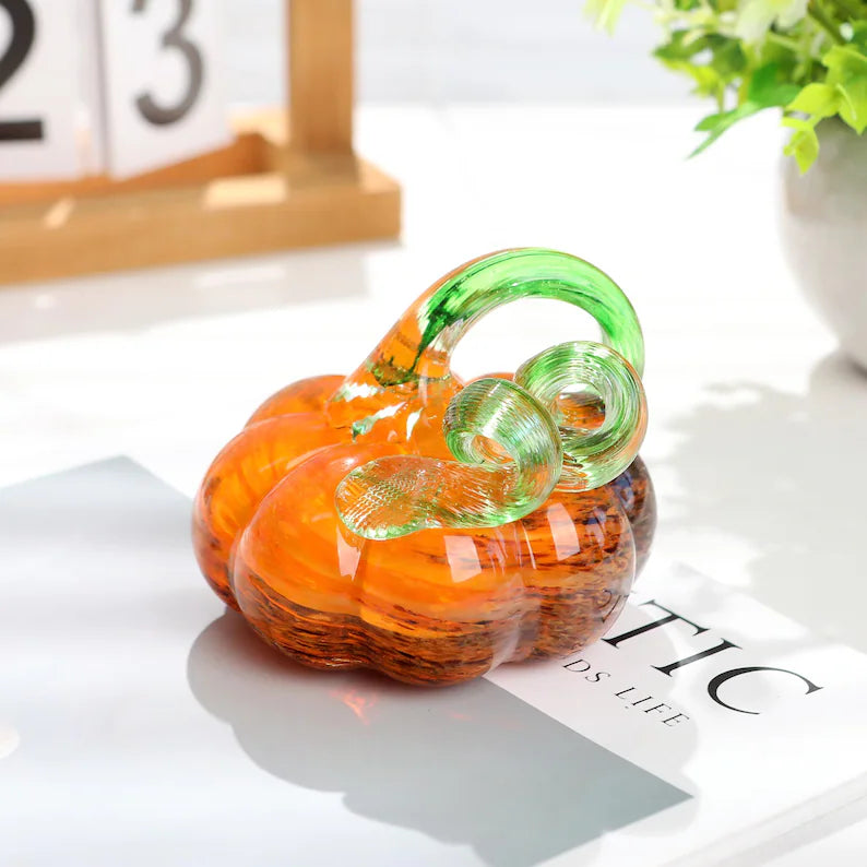 Stained glass autumn pumpkin fall decor, view 6