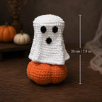 Crochet ghost pumpkin surprise reveal Halloween decor, view 3