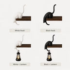 3D printed cat shelf hook with light and custom name, view 3