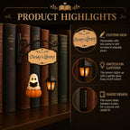 Personalized reading ghost with lantern bookshelf lamp, view 5