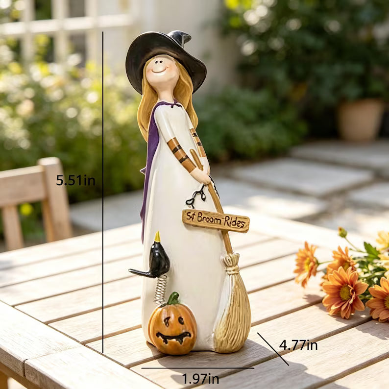 Cute resin Halloween witch figurines tabletop decor, view 4
