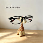 Carved wood animal eyeglasses holder, zebra giraffe elephant, view 5