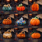 Colorful art glass pumpkin figurine, Thanksgiving centerpiece, view 2