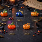Colorful art glass pumpkin figurine, Thanksgiving centerpiece, view 3