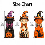 Three-piece wooden witch cat shelf sitter set, view 4