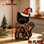 Vintage wooden Christmas black cat figurine for tiered tray, view 3