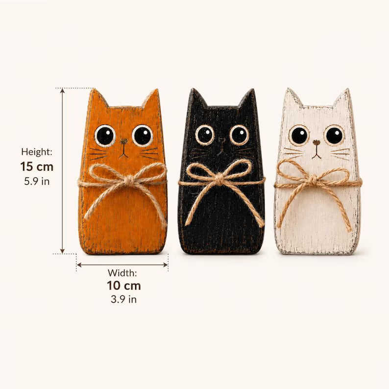 Wooden cat blocks three-piece set for tiered tray, view 3