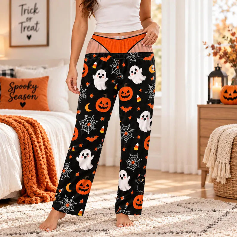Spooky Season trick-or-treat lounge pants, detail