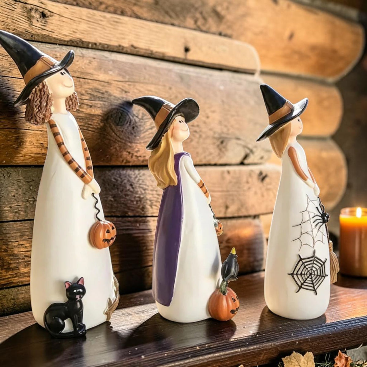 Cute resin Halloween witch figurines tabletop decor, view 2