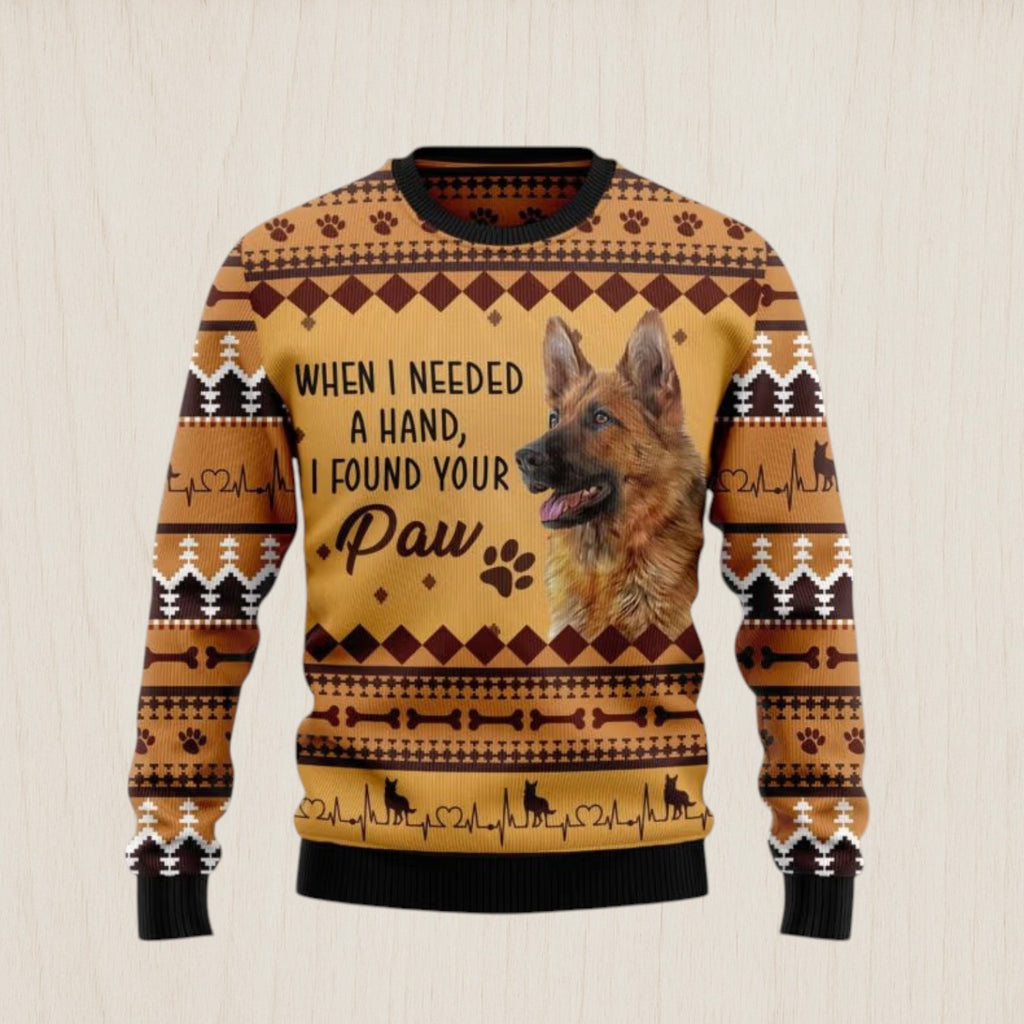 German Shepherd When I Need A Hand Ugly Christmas Sweater