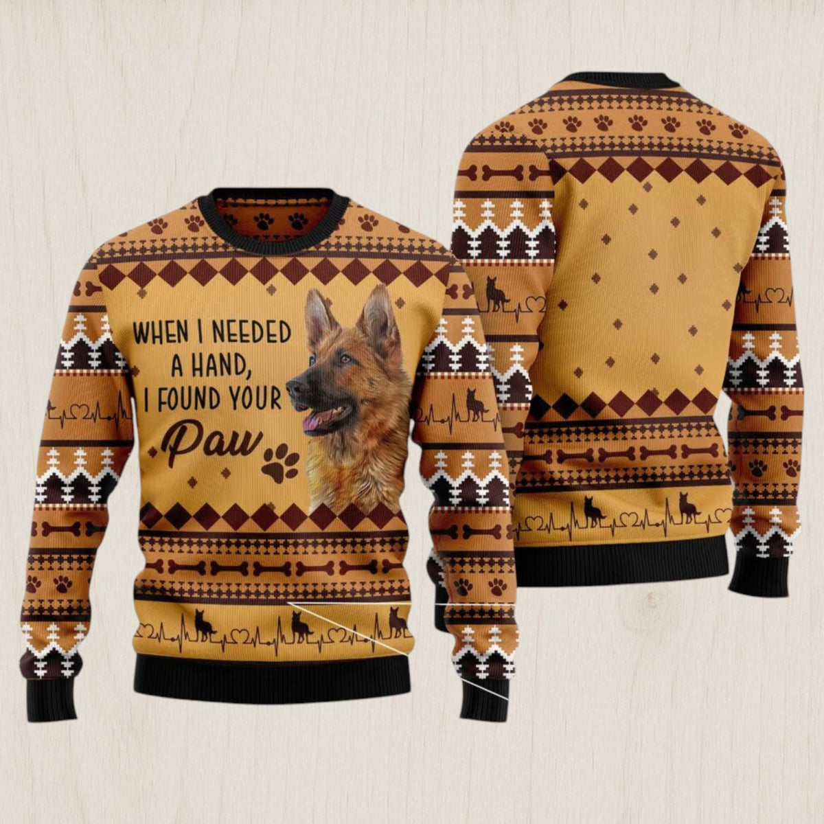 German Shepherd When I Need A Hand Ugly Christmas Sweater